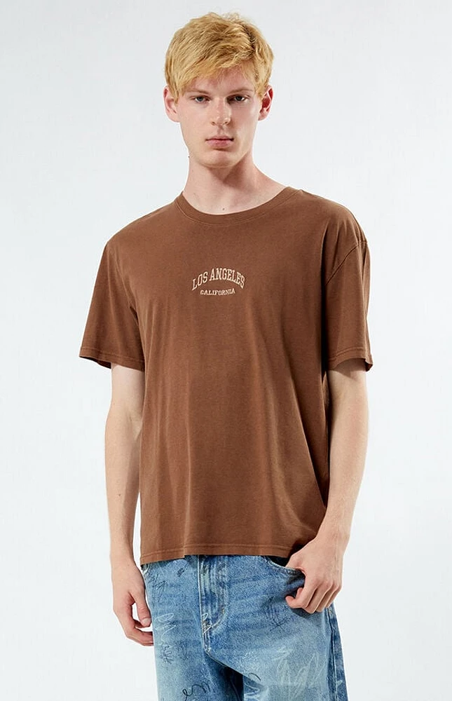 Pacsun Brown Los Angeles Embroidered Vintage Wash T-Shirt