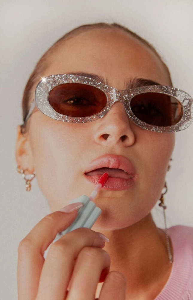 INDY Sunglasses SoHo Glitter Oval Sunglasses