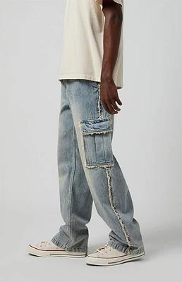 Pacsun Dylan Baggy Jeans Cargo Frayed Light Indigo