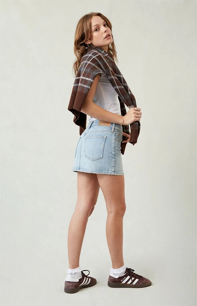 Pacsun Bella Stretch Light Indigo Mid Rise Denim Mini Skirt