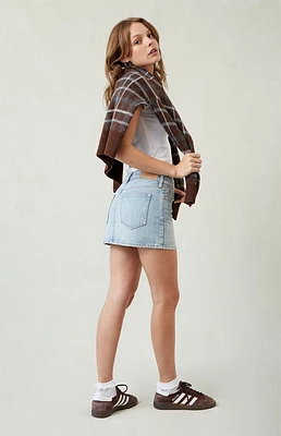 Pacsun Bella Stretch Light Indigo Mid Rise Denim Mini Skirt