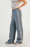 Pacsun Casey Low Rise Baggy Jeans Side Stripe Bows