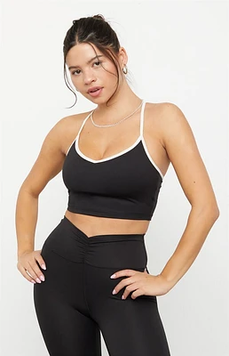 PAC 1980 WHISPER Active Black Charlie X-Back V-Neck Sports Bra