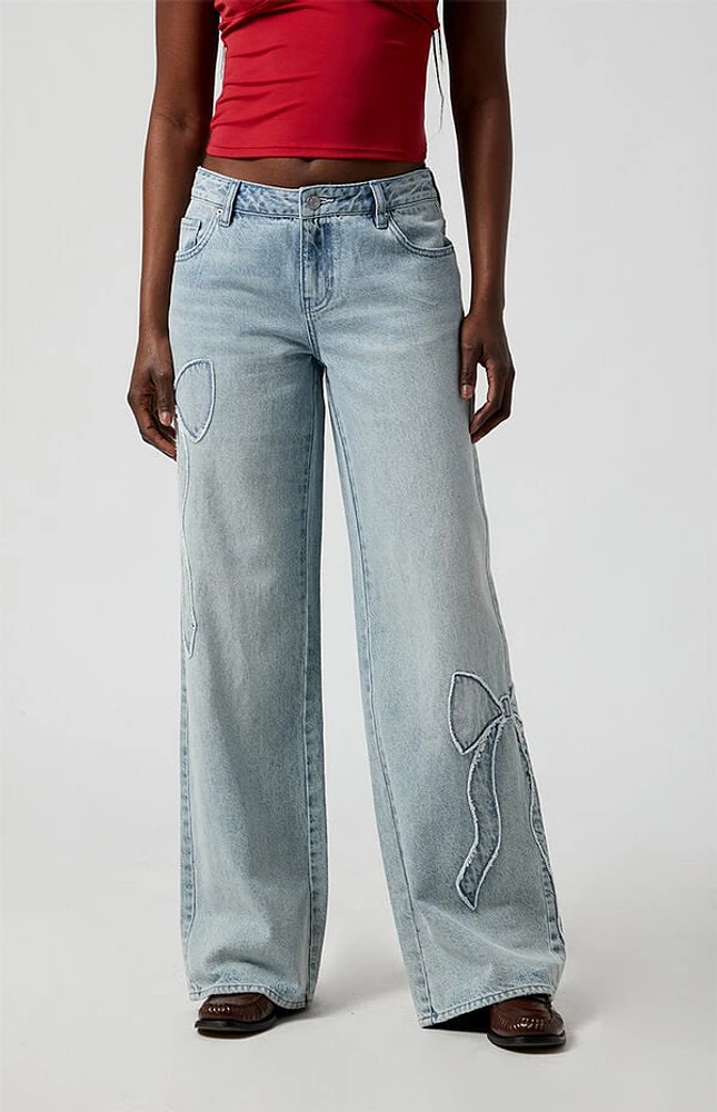Pacsun Casey Low Rise Baggy Jeans Bow Light Indigo