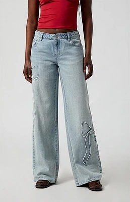 Pacsun Casey Low Rise Baggy Jeans Bow Light Indigo