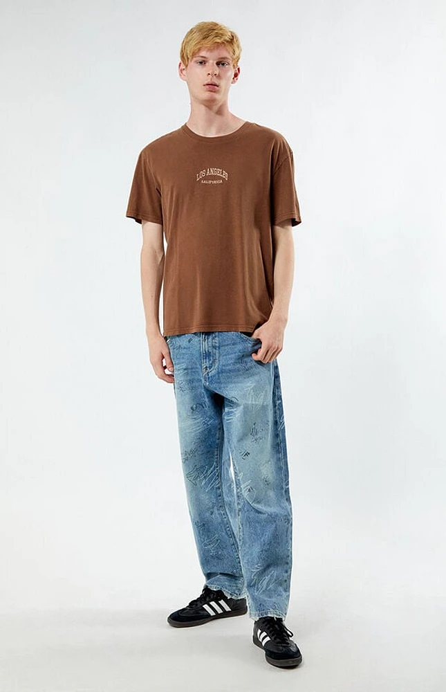 Pacsun Brown Los Angeles Embroidered Vintage Wash T-Shirt