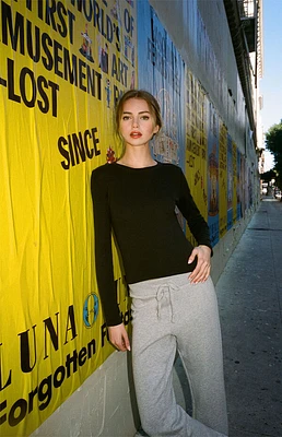 John Galt Basic Crew Neck Long Sleeve Top