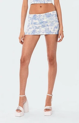Edikted Delft Print Low Rise Skirt