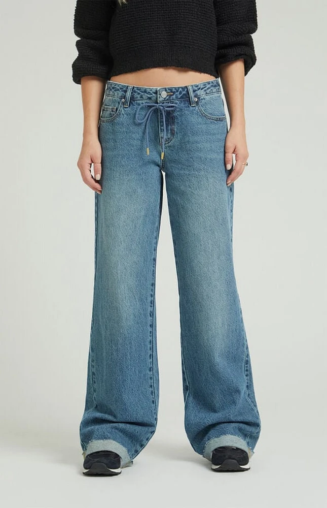 Pacsun Casey Low Rise Baggy Jeans Drawstring Medium Indigo