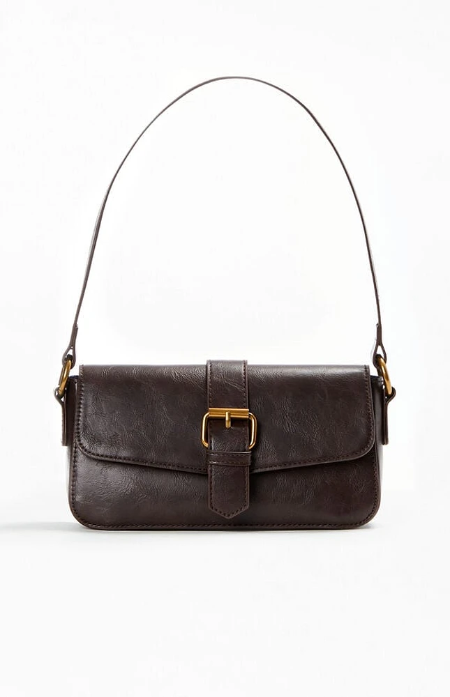 John Galt Brown Buckle Shoulder Bag