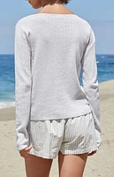 John Galt Silver Athelia Pointelle Cardigan