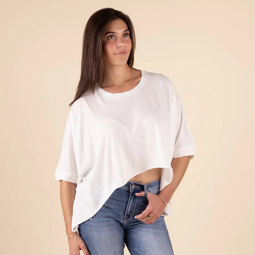 HiLo Twist Short Sleeve Top White