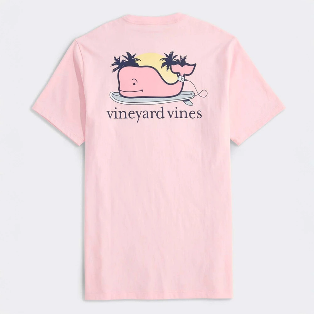 Surfer Whale Short Sleeve T-Shirt Flamingo