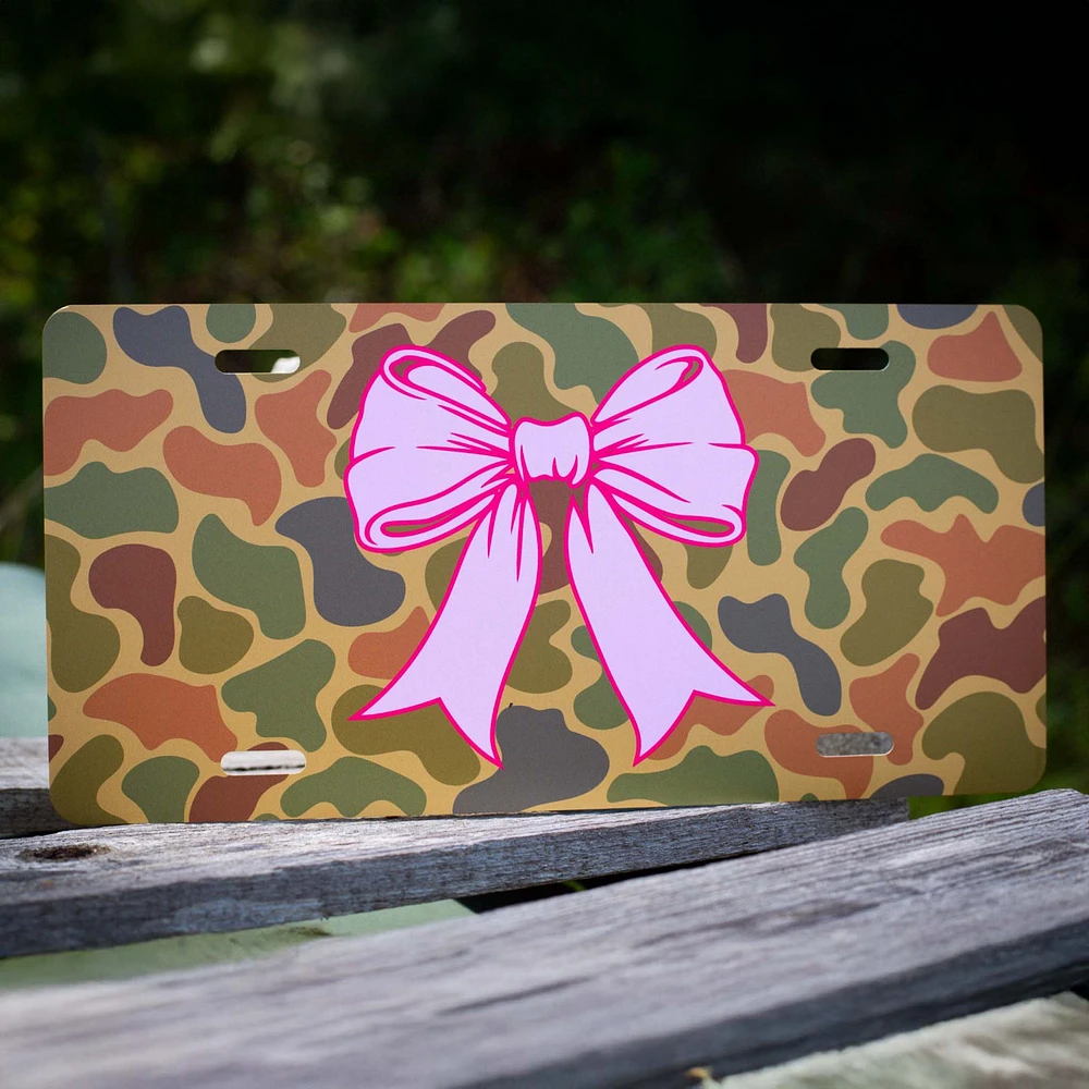 Pink Bow Camo License Plate