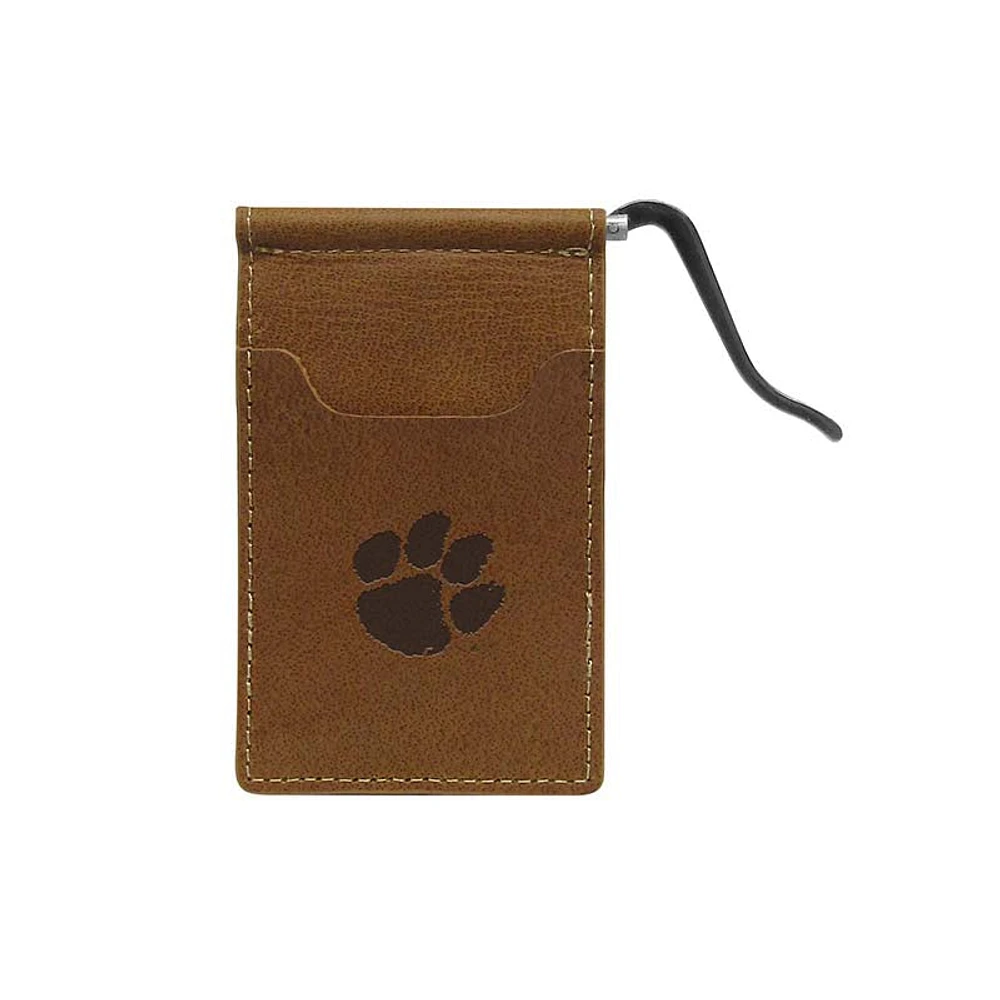Clemson Embossed Clip Front Pocket Wallet