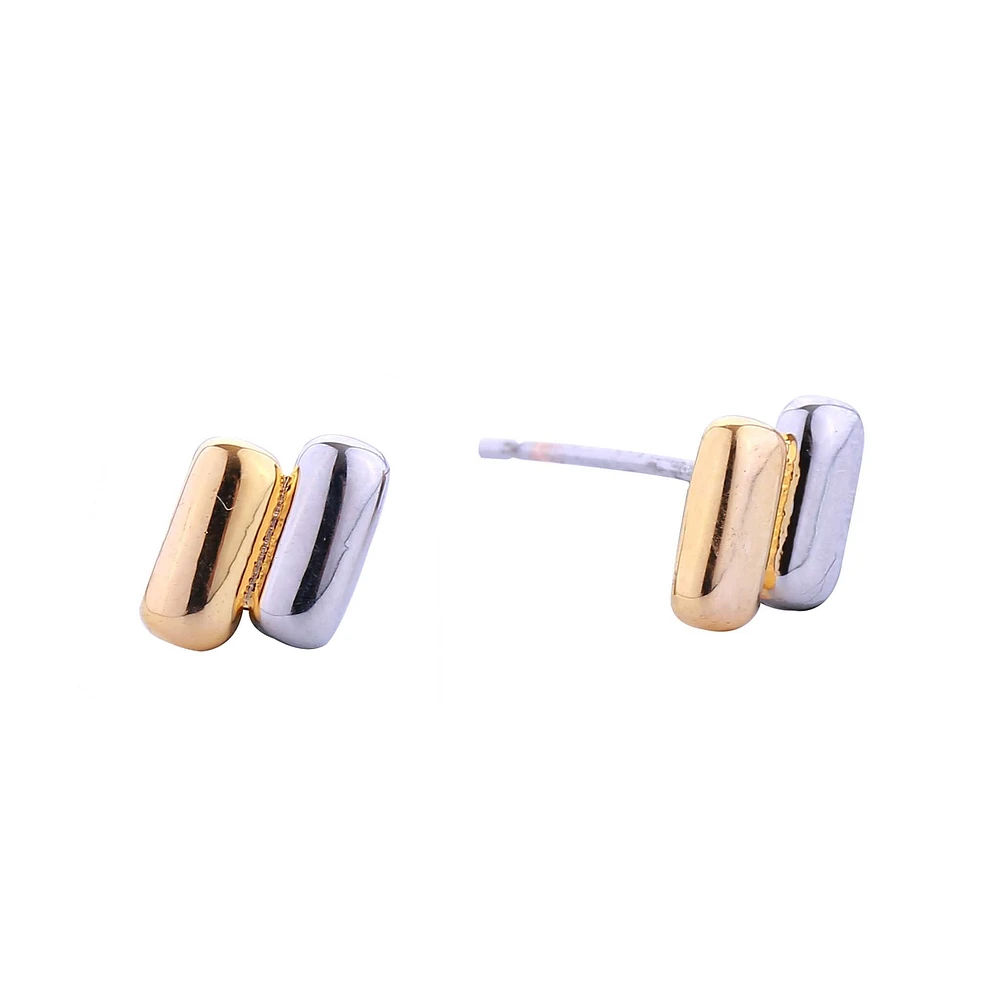 Silver and Gold Mixed Metal Stud Earrings