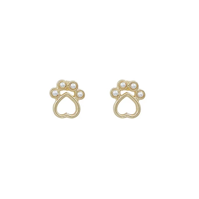 Pearl Paws Gold Stud Earrings