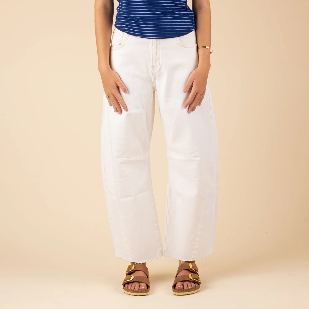 Seamed Barrel Jeans White