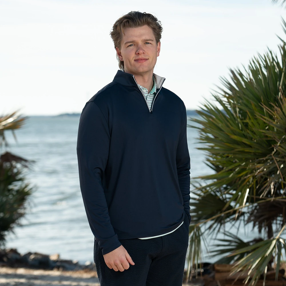 Mariner 1/4 Zip Solid Pullover Navy