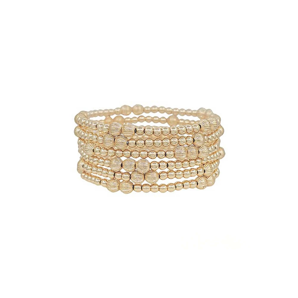 Large Gold Beaded Bracelet Set