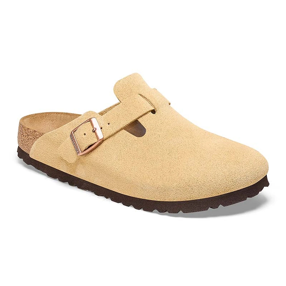 Women's Boston Suede Leather Slip On Shoes Latte Cream