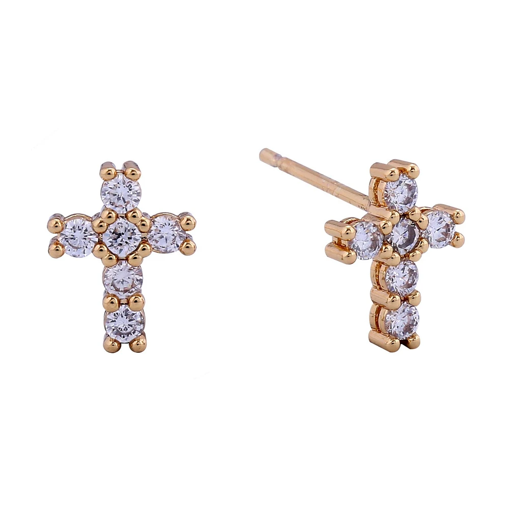 Diamond Cross Stud Earrings