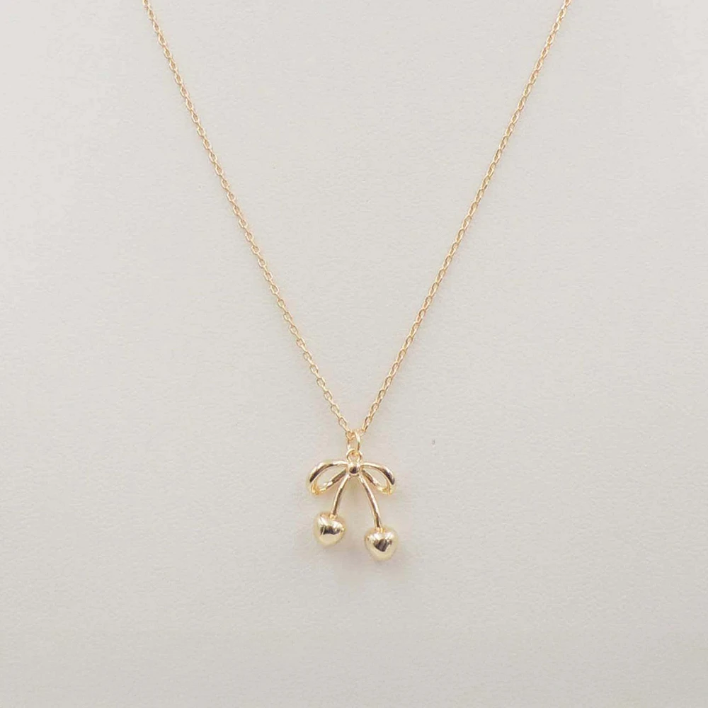 Mini Bow Cherry Gold Necklace