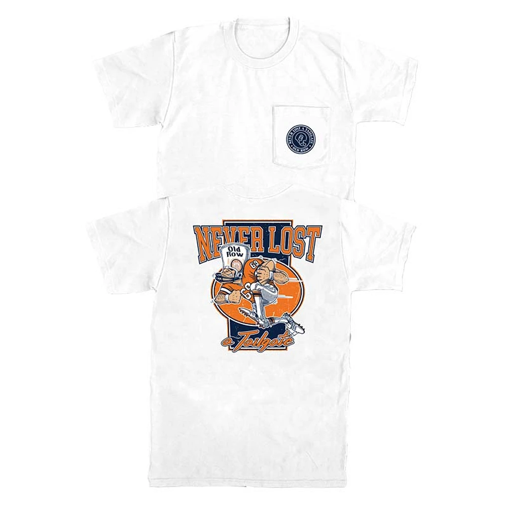 Never Lost A Tailgate Short Sleeve T-Shirt Navy and Orange