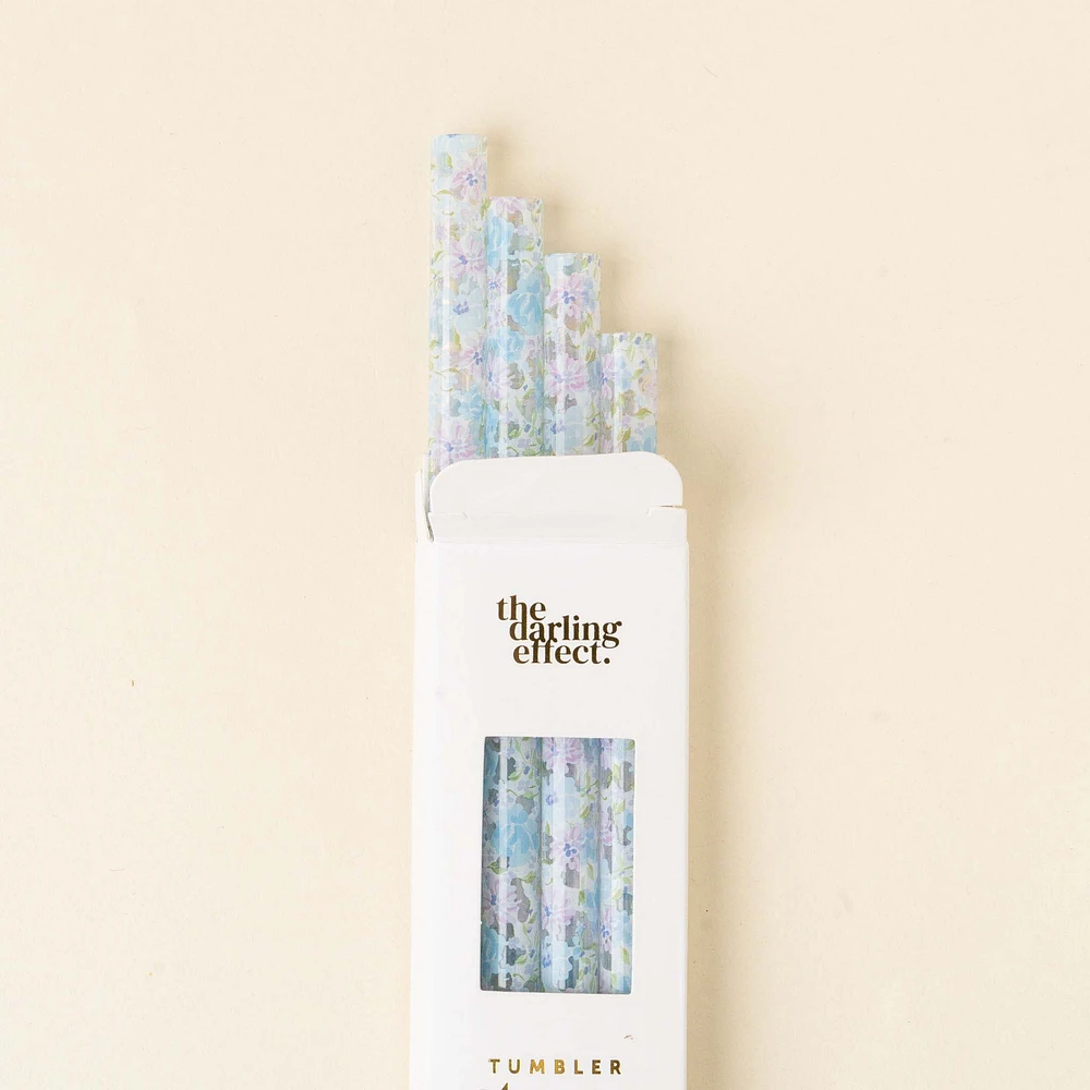Secret Garden Blue 40oz Straw Set