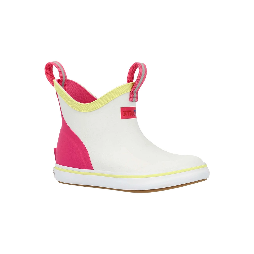 Toddler Pink Ankle Deck Boot White