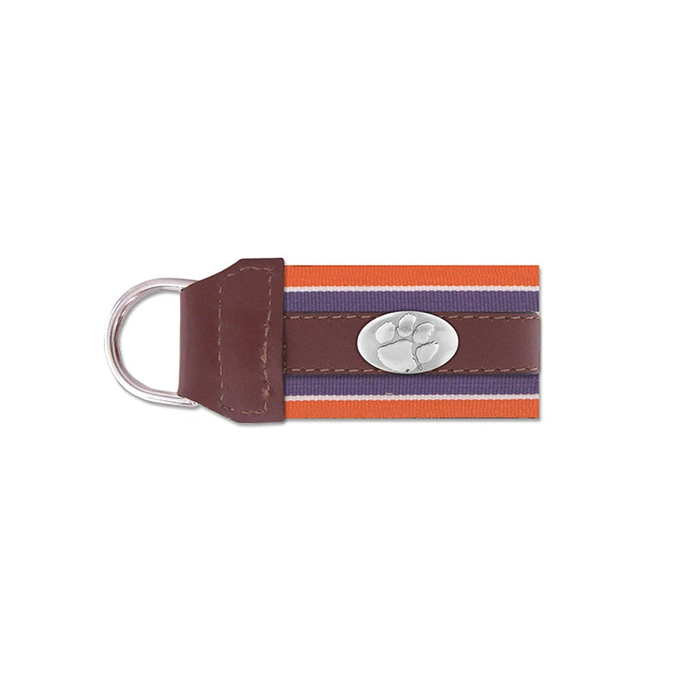 Clemson Concho Ribbon Leather Key Fob