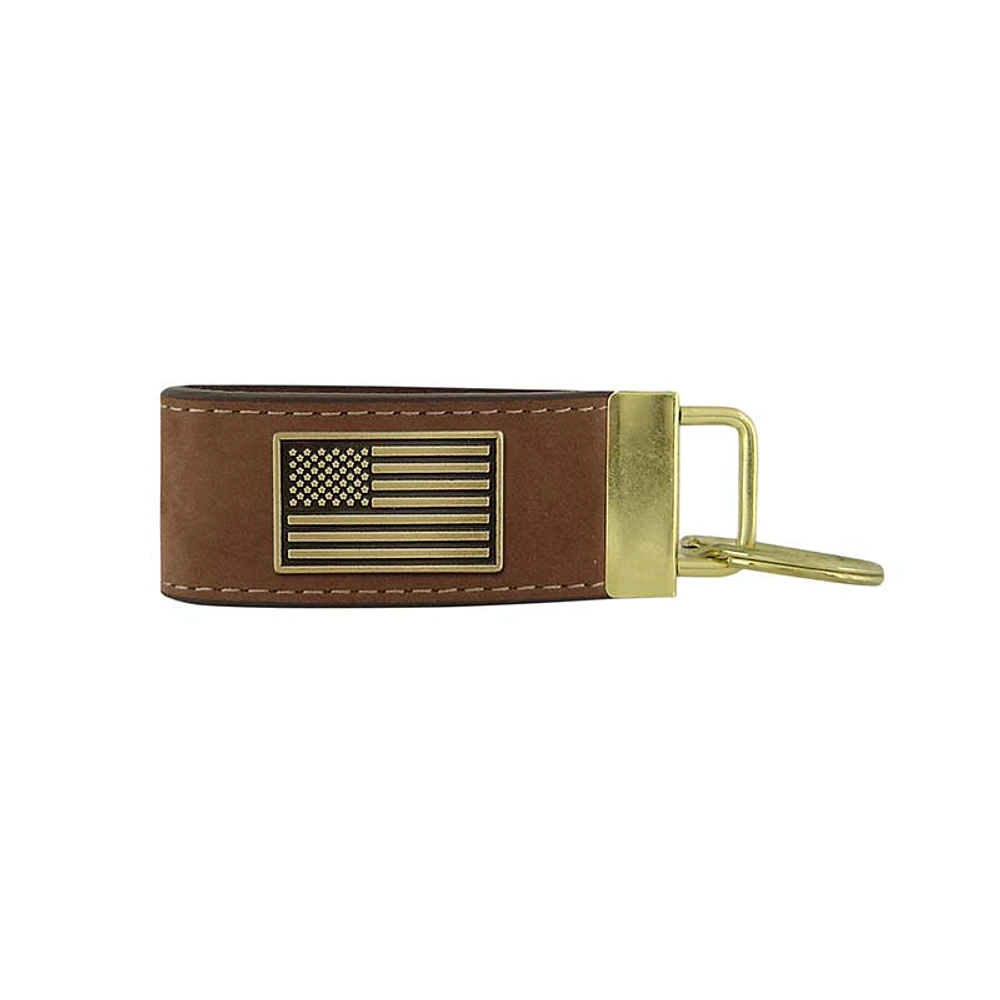 Flag Concho Leather Keychain