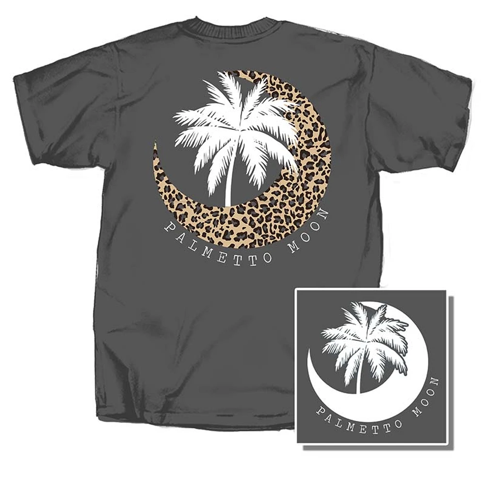Leopard Moon Palm Short Sleeve T-Shirt Charcoal