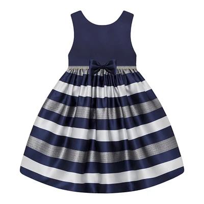 Paparazzi Designer Navy and Silver Stripe Dress