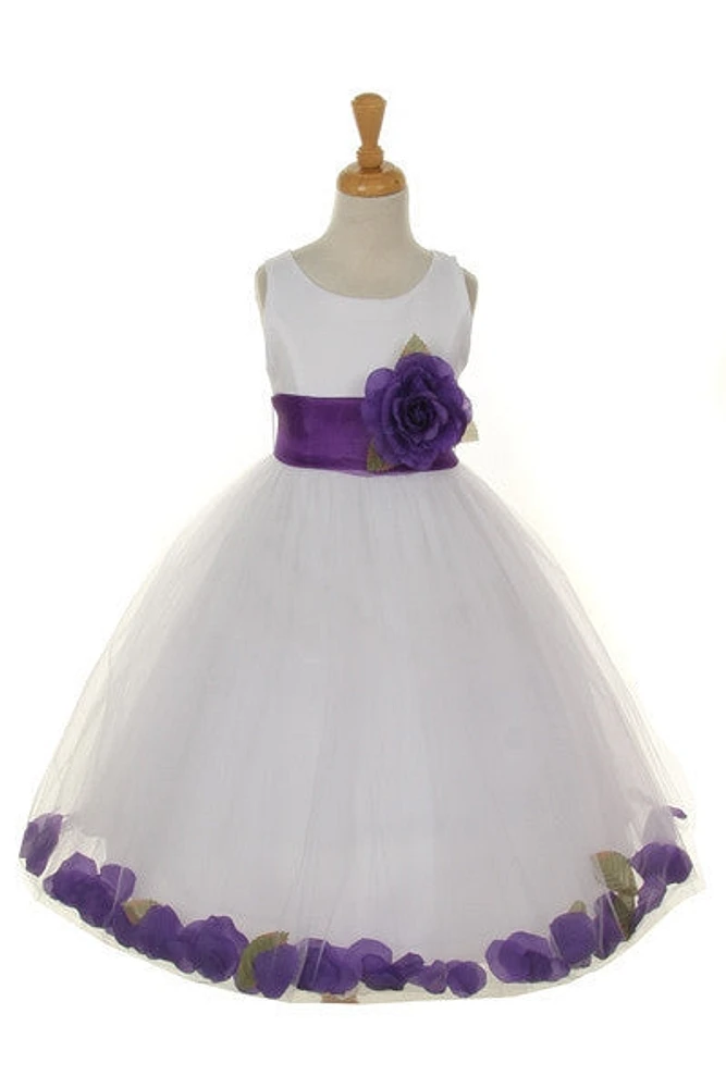 Ashley Dress with Purple Petals and Sash