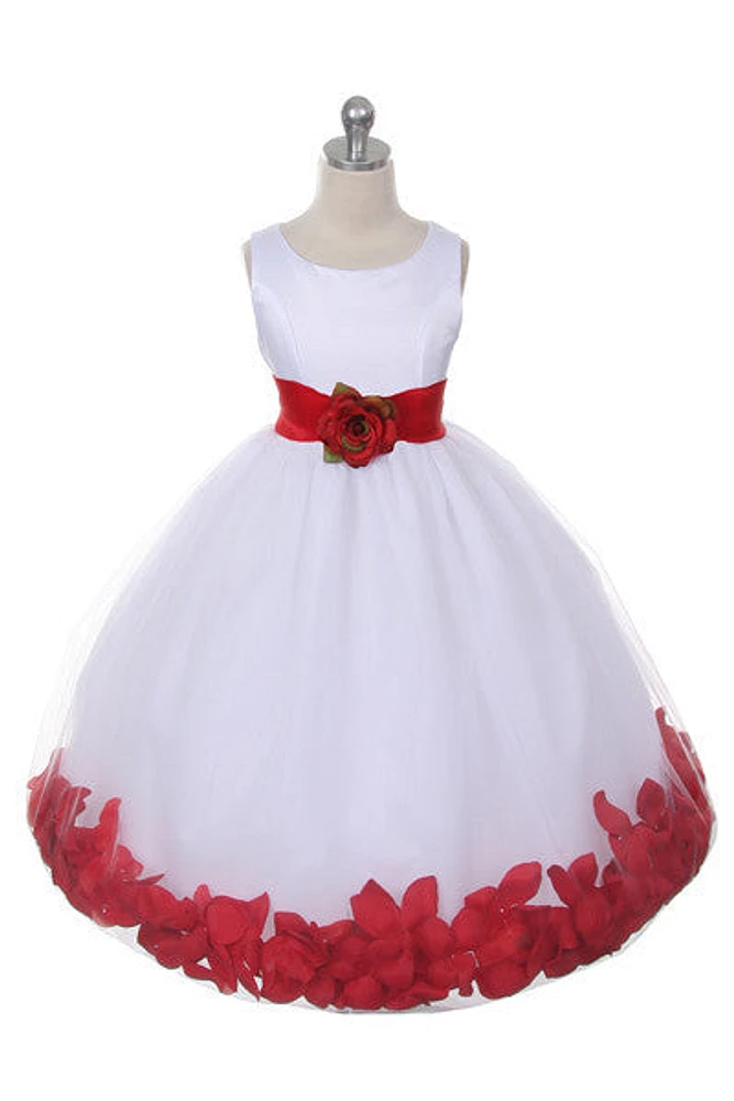 Ashley Dress with Red Petals and Sash