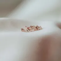 Earrings with White Topaz, Moonstone, and Rose Quartz Earrings in Rose Tone Sterling Silver
