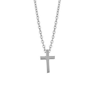 16″-18″ Mini Cross Necklace in 10kt White Gold