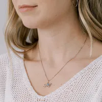 Mom Necklace with Blue Topaz in Sterling Silver