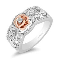 Enchanted Disney Belle Rose Ring with .20 Carat TW of Diamonds in Sterling Silver and 10kt Rose Gold