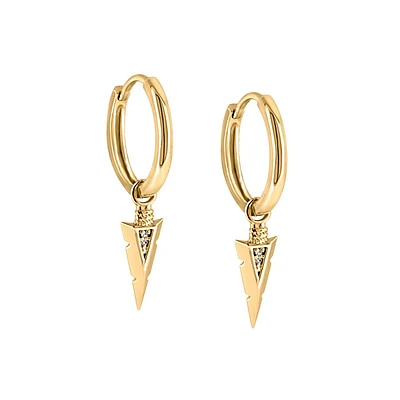 PJ x Shayla Stonechild Arrowhead Earrings with .02 Carat TW of Diamonds in Gold Plated Sterling Silver