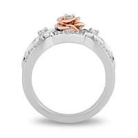 Enchanted Disney Belle Rose Ring with .20 Carat TW of Diamonds in Sterling Silver and 10kt Rose Gold