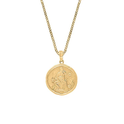 15MM Virgo Zodiac Disc Pendant in 10kt Yellow Gold with Chain