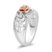 Enchanted Disney Belle Rose Ring with .20 Carat TW of Diamonds in Sterling Silver and 10kt Rose Gold