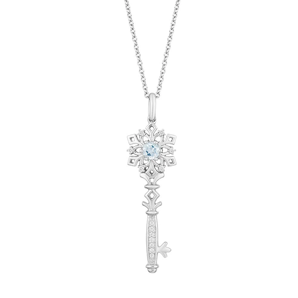 Enchanted Disney Elsa Pendant with .05 Carat TW of Diamonds in Sterling Silver with Chain