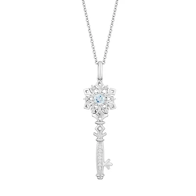 Enchanted Disney Elsa Pendant with .05 Carat TW of Diamonds in Sterling Silver with Chain