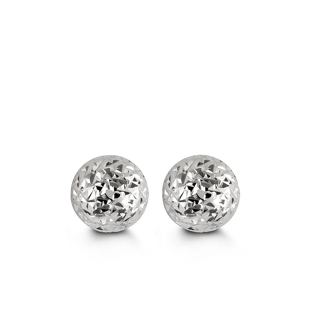 8MM Ball Earrings in 10kt White Gold