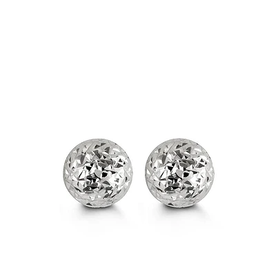 8MM Ball Earrings in 10kt White Gold