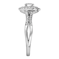Colourless Collection Double Halo Engagement Ring with .64 Carat TW of Diamonds in 18kt White Gold