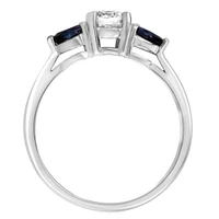 Colourless Collection Engagement Ring with Blue Sapphire and .50 Carat TW of Diamonds in 18kt White Gold